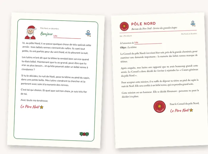 La même étape en deux lettres : la lettre douce et le courrier officiel du pôle Nord